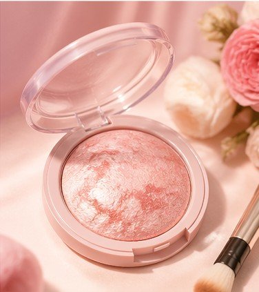 Baked highlighter powder for radiant glowing finish