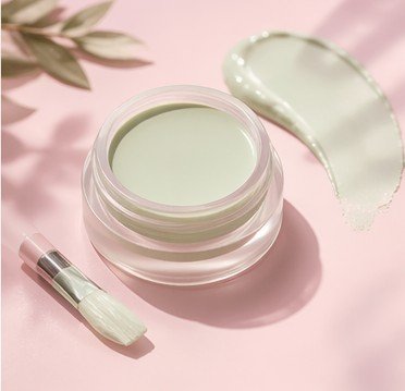 Green color corrector used to neutralize redness on skin before foundation