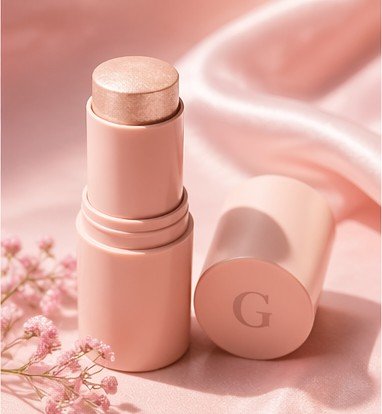 Highlighter stick makeup product for natural glowing skin