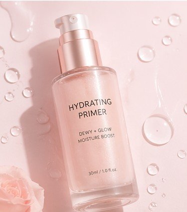 Hydrating primer adding moisture to skin for a smooth dewy makeup base