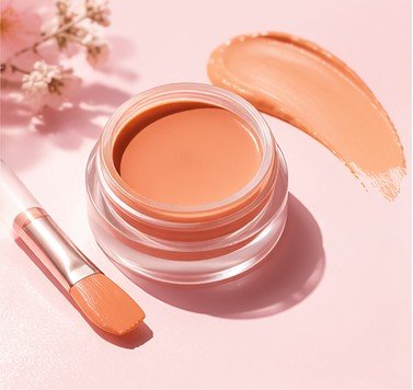 Orange color corrector used to neutralize dark under-eye circles before concealer