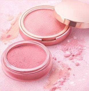 Pink Shimmer Compact Makeup in a round container